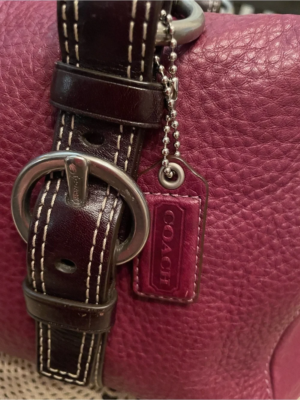 Coach Chelsea Leather Carryall satchel, model #F10887, in a burgundy color - Picture 4 of 13